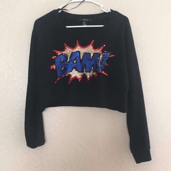 Forever 21 Tops - Sequin BAM Crop Top Sweater